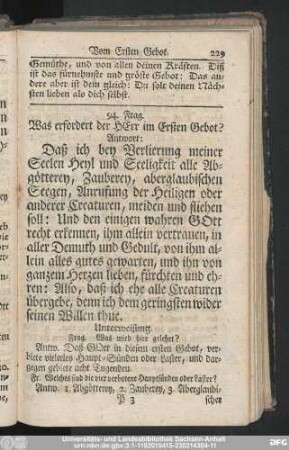 94. Frag. Was erfordert der Herr im Ersten Gebot?