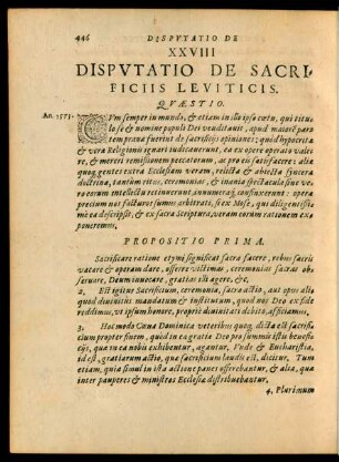 XXVIII Disputatio De Sacrificiis Leviticis.