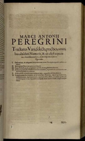 Marci Antonii Peregrini [...].