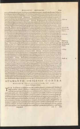 Adamantii Origenis Contra Marinum Bardesianistam, Et Caeteros, Dialogus tertius.