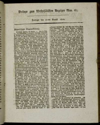 Beilage zum Westphälischen Anzeiger Nro. 67.