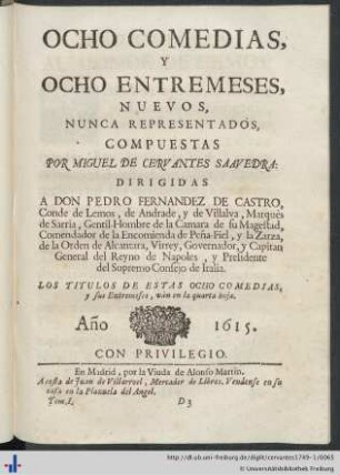 Ocho Comedias y Ocho Entremeses.