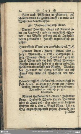 Für Verstopffung deß Urins