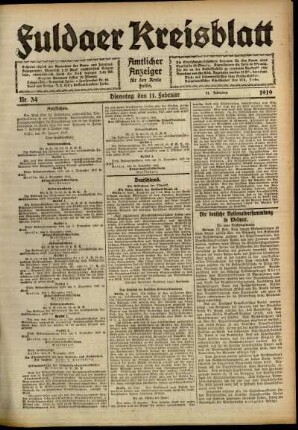 Ausgabe vom Dienstag, den 11. Februar 1919.