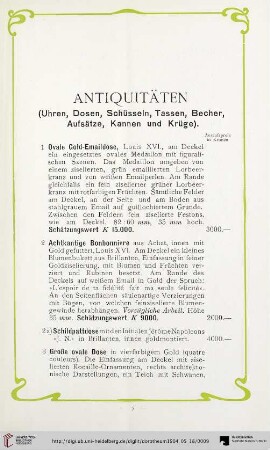 Antiquitäten (Nr. 1-54)