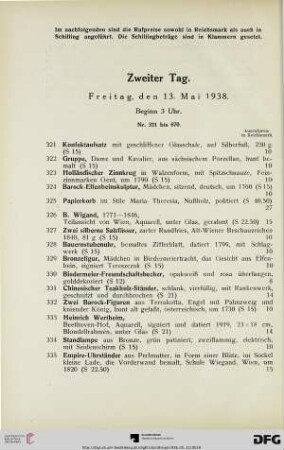 Zweiter Tag: Freitag, den 13. Mai 1938, Beginn 3 Uhr (Nr. 321-670)