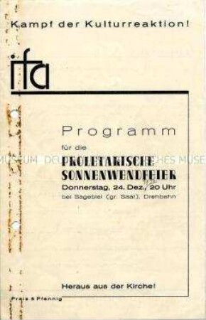 Programm einer Sonnenwendfeier der Interessengemeinschaft für Arbeiterkultur (ifa)