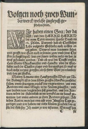 Volgen noch zwey Wunderwerck/ welche zugleych geschehen seind.