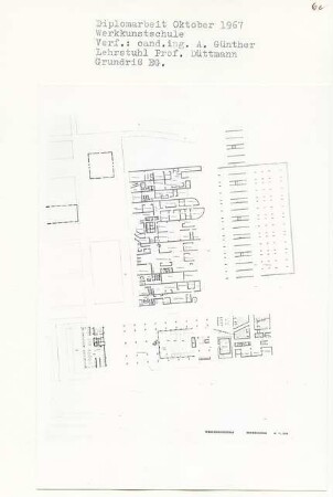 Werkkunstschule (Diplomarbeit bei Werner Düttmann): Grundriss Erdgeschoss 1:200