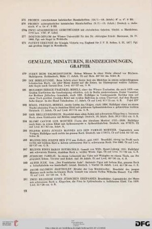 Gemälde, Miniaturen, Handzeichnungen, Graphik (Nr. 279-349)