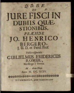 De iure fisci in dubiis quaestionibus