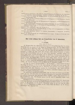 Über einen seltenen Fall von Korpusfraktur des IV. Halswirbels.