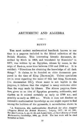 Arithmetic and Algebra.