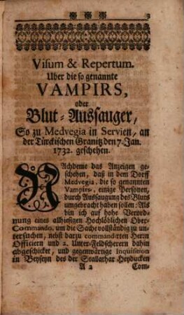 Visum et Repertum über die sogenannten Vampirs ...