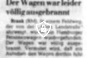 Der Wagen war leider völlig ausgebrannt