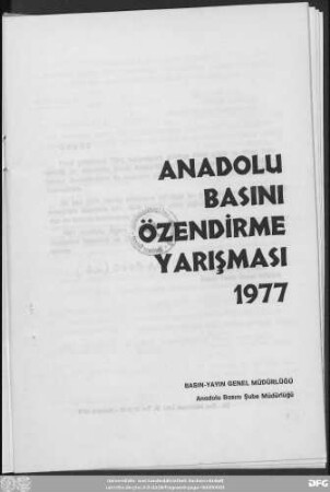 Anadolu basını özendirme yarışması 1977