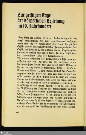 Zur geistigen Lage der körperlichen Erziehung im 19. Jahrhundert