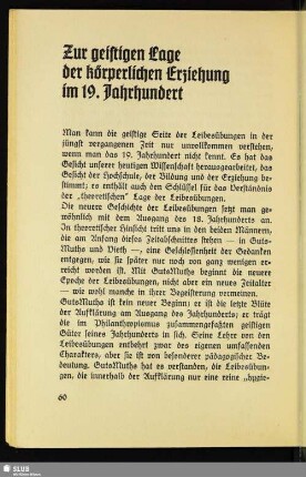 Zur geistigen Lage der körperlichen Erziehung im 19. Jahrhundert