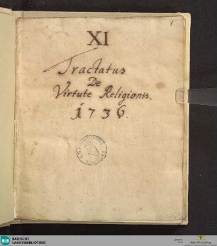 De virtute religionis - Cod. Ettenheim-Münster 307