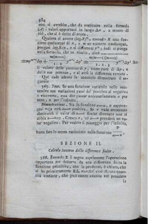 Cacolo inverso delle Differenze finite. Calcolo diretto de' Limiti. Delle Funzioni Continue in generale. Delle Funzioni Geometriche Elementari.