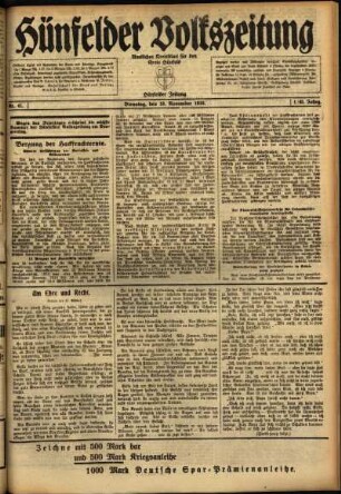 Ausgabe vom Dienstag, den 18. November 1919.