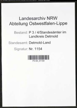 Heiratsregister Standesamt Detmold-Land