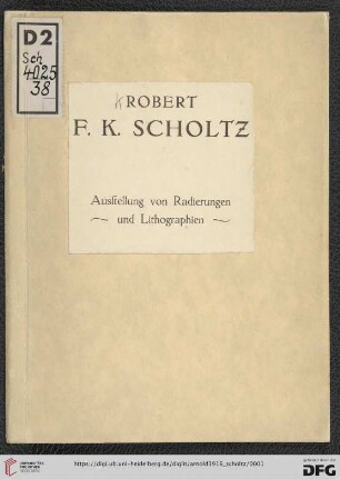 Robert F. K. Scholtz : Ausstellung von Radierungen und Lithographien
