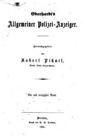 Eberhardt's allgemeiner Polizei-Anzeiger. 41. 1855 = Juli - Dez.