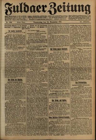 Erste Ausgabe vom Donnerstag, den 23. Dezember 1915.