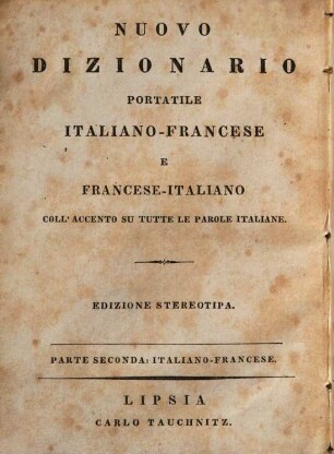 Nouveau dictionnaire de poche français-italien et italien-français. 1., Français-italien