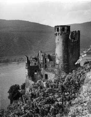 Rüdesheim am Rhein. Ruine der Burg Ehrenfels (um 1211, Ausbau 1356, Zerstörung 16899