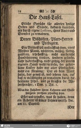 Die Hauß-Tafel