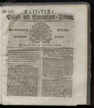 Nr. 100, Mittwoch, den 15ten December 1819