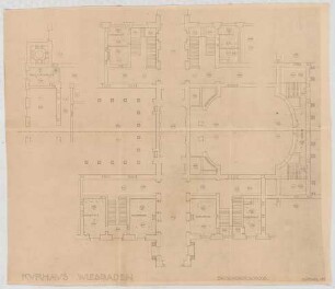 Thiersch, Friedrich von; Wiesbaden; Kurhaus - Grundriss Zwischengeschoss