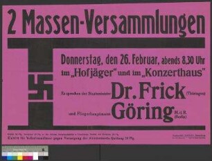 Plakat der NSDAP zu einer Wahlkundgebung am 26. Februar 1931 in Braunschweig