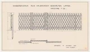 Bebauung des Gaustadter Hanges, Bamberg: Grundriss, Ansicht, Schnitt Zaun 1:20