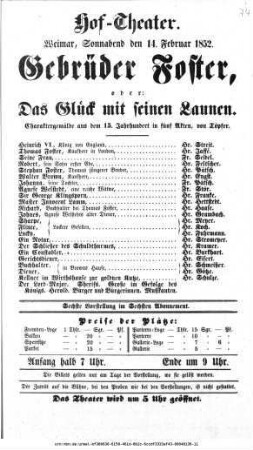 Gebrüder Foster, oder: Das Glück mit seinen Launen