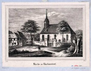 Die Kirche in Unkersdorf bei Dresden von Süden gesehen, aus Sachsens Kirchen-Galerie von Hermann Schmidt, 1837, Bd. 1