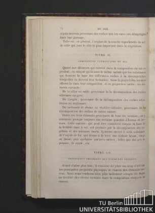 Titre II. Composition élémentaire du sol.