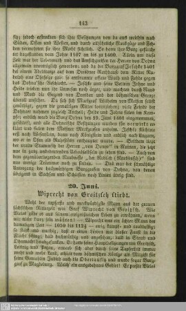 20. Juni. Wiprecht von Croitzsch stirbt