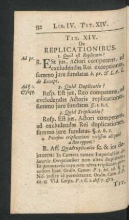 Tit. XIV. De Replicationibus