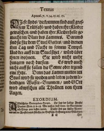 Textus Apocal. 7. v. 14-17 / Exordium