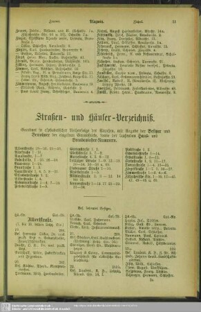 Häuserbuch : Straßen- und Häuser-Verzeichniß