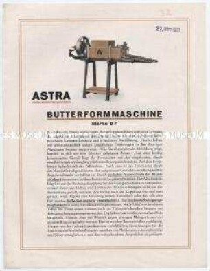ASTRA BUTTERFORMMASCHINE Marke BF