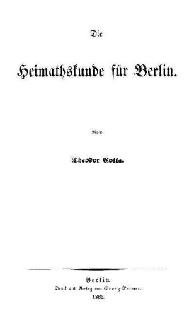 Die Heimathskunde für Berlin