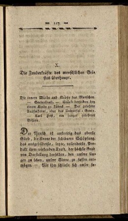 X. Die Zauberkräfte des menschlichen Geistes überhaupt.