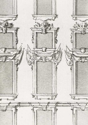 Matthäus Daniel Pöppelmann: Entwurf für die Erweiterung des Dresdner Schlosses, um 1712/13 : 2. Planung: Variante mit 2 Kuppeln, Ausschnitt: Fenster
