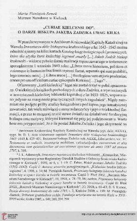 "Curiae Kielcensi do". O darze biskupa Jakuba Zadzika uwag kilka