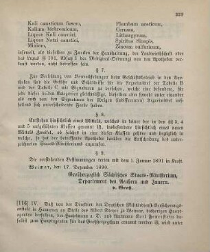 116. Ministerial-Bekanntmachung, betreffend den Wechsel in der Hauptagentur der Deutschen Militärdienst-Versicherungsanstalt in Hannover