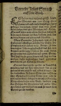 Vorrede Jesus Syrach auff sein Buch.